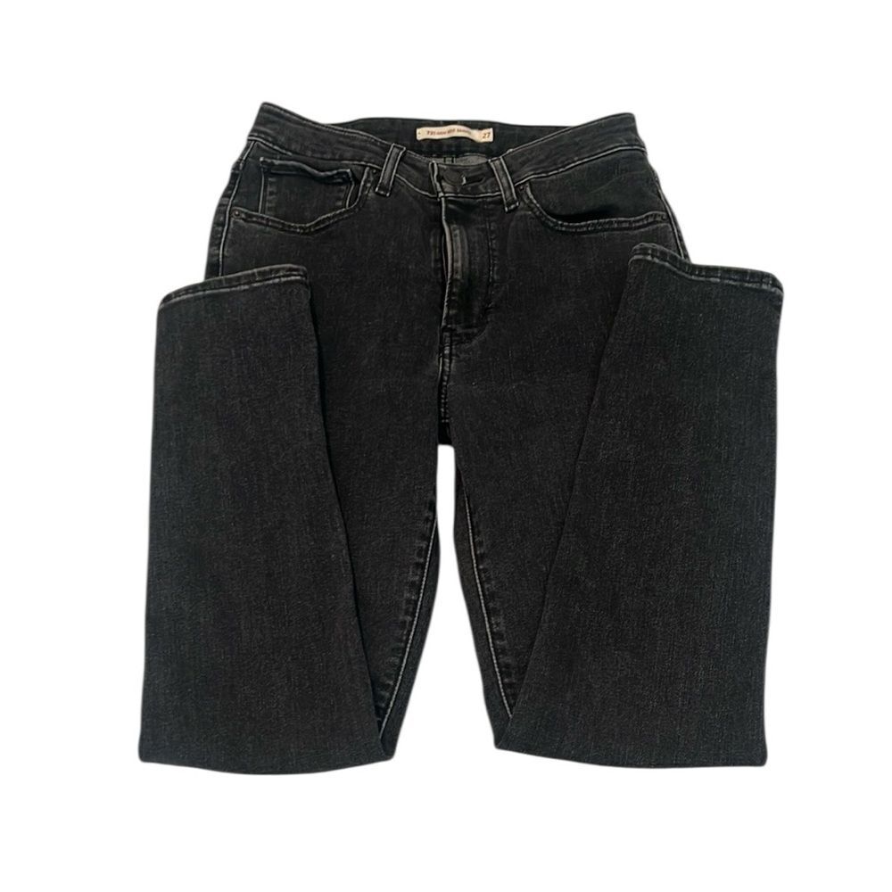 Levi’s 721 size 27 black distressed high rise skinny jeans EUC